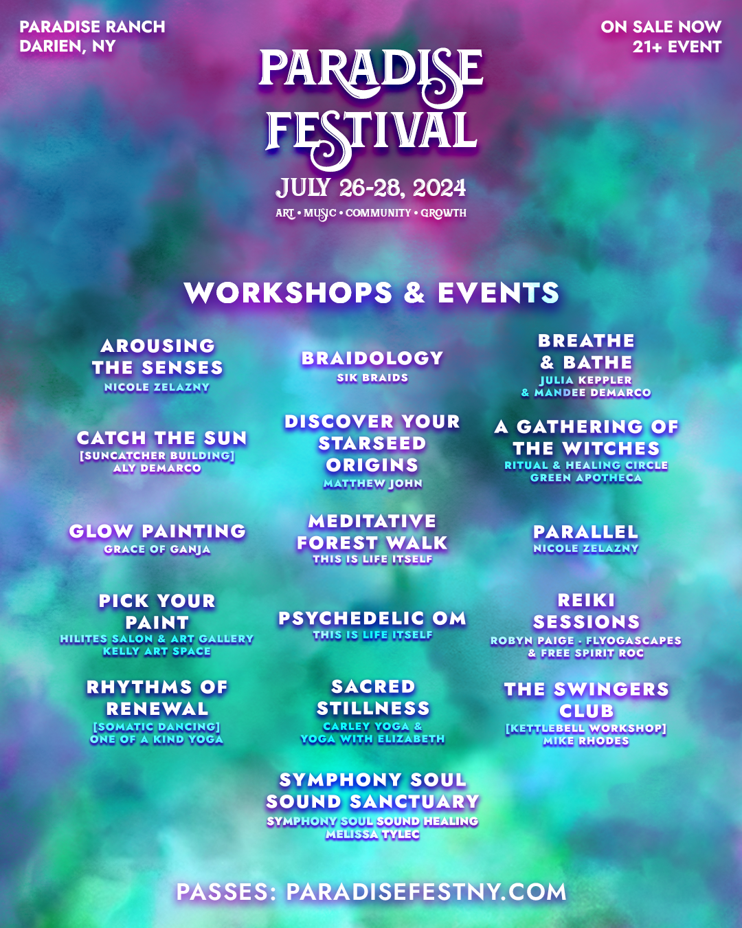 View the Paradise Festival 2024 Workshops Lineup Image